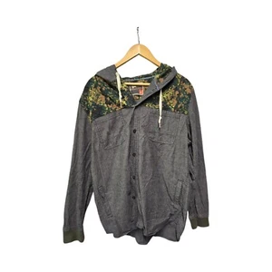 MODERN AMUSEMENT Button Down Camo & Faded Black Hooded Flannel Shirt Size XL - Picture 1 of 4