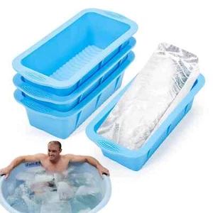Stampo Blocco Ghiaccio Extra Large per Bagno di Ghiaccio 4 Confezioni 9.4lb Grandi Stampi per Cubetti di Ghiaccio Silice... - Foto 1 di 7
