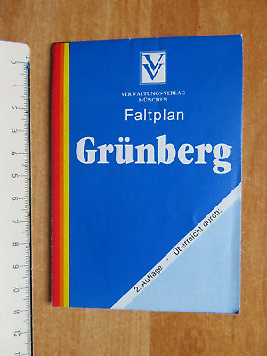 Alter Faltplan Stadtplan Grünberg Gießen Karte 1980er Verwaltungs-Verlag • 1€