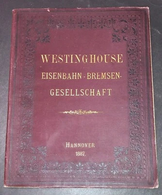 RARE German WESTINGHOUSE BRAKE CO trains locomotive engines 1887 engineering art - Image 1 of 4