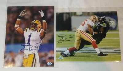Lote de 2 fotos auténticas de Eric Reid Safety SF 49ers #35~LSU #1 8x10 Foto 1 de 4