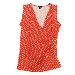 TALBOTS Orange Polkadot Cross Sleeveless Top, Size Petite Small - Picture 1 of 11
