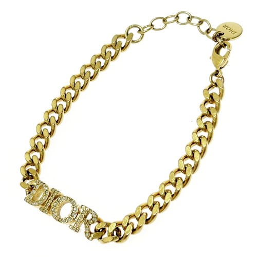 Christian Dior Bracciale Logo Diorvolution Placcato Oro Strass Oro 368365...