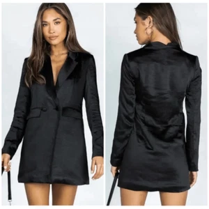 Prinzessin Polly Suzie schwarz Crepe Satin doppelreihig Blazer Jacke Kleid Gr. 0 - Bild 1 von 7