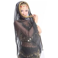 AU New Belly Dance Coin Face Veil Dancing Head Scarf Shawl Headpiece Costume