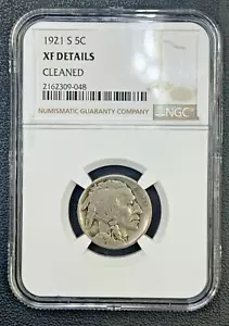 1921 S Buffalo Nickel NGC XF, Low Mintage, Semi-Key Date Coin - Picture 1 of 5