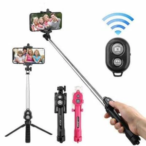 Wireless Bluetooth Selfie Stick Foldable Handheld Monopod Shutter Mini Tripod - Picture 1 of 7