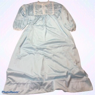 Vestido pequeño Vanity Fair para mujer bata vintage bebé azul encaje bordado vintage Foto 1 de 4