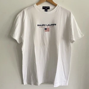 Vintage Polo Ralph Lauren Sport Mens Large Shirt Flag Patriotic White - Picture 1 of 10