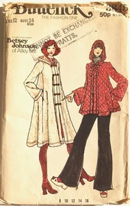 Paper Pattern Loose-fit Flared Coat Butterick No.3845 Size 12 1970s - Picture 1 of 2