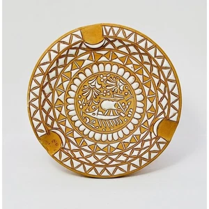 Posacenere vintage Karos ceramica Rodi Grecia arte portacenere piatto firmato 6,5" - Foto 1 di 8