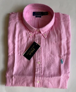 $125 NWT Mens Polo Ralph Lauren Classic Fit Short Sleeve Linen Button Down Shirt - Picture 1 of 3