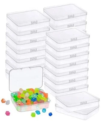 Mini caja de contenedores de almacenamiento de plástico con tapa para piezas, 3,5 x 2,4 pulgadas transparente 12 Foto 1 de 4