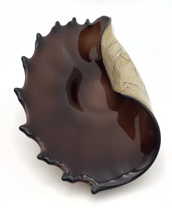 Vintage Krosno Jozefina Art Hand Blown Glass Conch Shell Bowl Dish Poland - Picture 1 of 12