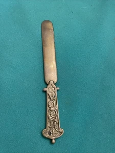 "Antiguo abrecartas de latón macizo ornamentado tallado detallado 7,5""" - Imagen 1 de 9