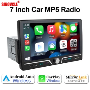 Radio Coche 1 Din Inalámbrico Android Auto Carplay MP5 Estéreo 7" Pantalla IPS Bluetooth - Imagen 1 de 16