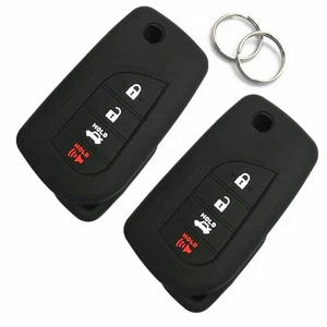 2Pcs Black Silicone for Toyota Corolla Camry Highlander 4 Buttons Key Fob Cover - Picture 1 of 6