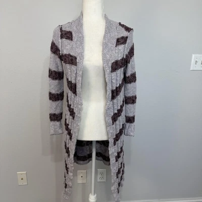 Suéter Free People Para Mujer XS Púrpura Rayas Largo Cárdigan Mezcla de Lino Boho Foto 1 de 4