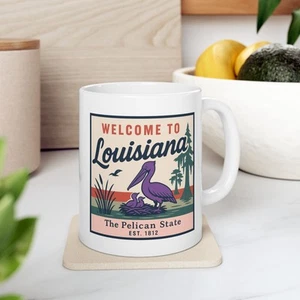 Bienvenido a Louisiana - Taza de cerámica estilo retro - Taza de café del estado del hogar regalo - Imagen 1 de 17