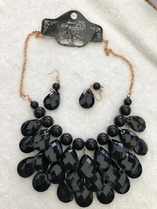 Schmuckset WILPHEN FASHION schwarz Kette Collier Ohrringe Ohrhänger - Bild 1 von 7