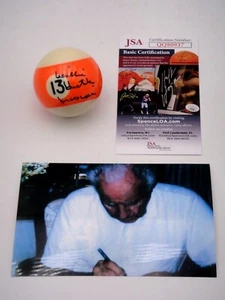 WILLIE "HUSTLER" MOSCONI SIGNED JSA CERTIFIED AUTOGRAPH #13 BILLIARD POOL BALL - Picture 1 of 4