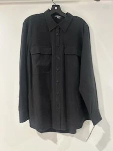 Go Silk Damen 100 % Seide Bluse schwarz Übergröße 1X - Bild 1 von 8