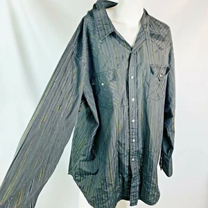 Eli cattleman men’s shirt 2X pearlized button gray gold silver metallic stripe - Picture 1 of 7