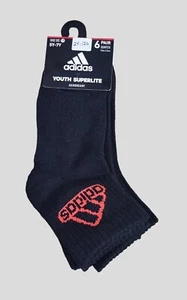 ADIDAS Boys Socks 1/4 Crew Youth Superlite Aeroready 6 Pair Shoe Size 5Y-7Y - Picture 1 of 6
