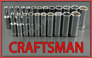 CRAFTSMAN HAND TOOLS 23pc Deep 1/4 SAE METRIC MM 6pt ratchet wrench socket set - Picture 1 of 4