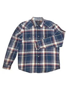 Lucky Brand Men's Santa fe Western Long Sleeve Plaid Shirt Blue, XL - Picture 1 of 5