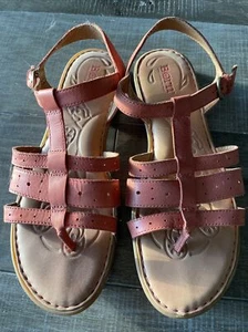 Born Orange Comfort Sandal Leather Strappy Ankle Strap Shoes 9M - Picture 1 of 4