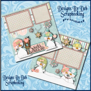 WINTER WONDERLAND Premade Scrapbook Pages paper printed layout DBDS - Picture 1 of 3