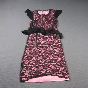 Alannah Hill Womens Pencil Dress 14(AU) Large Black Pink Lace Sheath Fit Flare - Picture 1 of 9