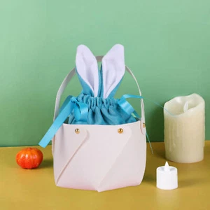 Easter Gift Bag with Handle Basket Create Atmosphere Happy Easter Rabbit Bunny - Picture 1 of 15