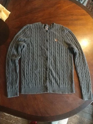 Cárdigan suéter para mujer American Living gris tejido con cable bandera águila mediana Foto 1 de 4