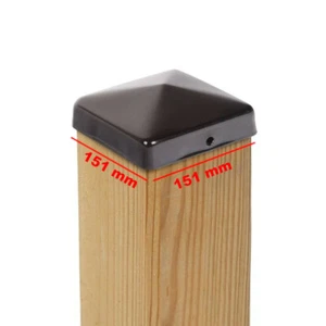 TAPA DE POSTE PIRÁMIDE ACERO NEGRO RECUBIERTO POLVO 151 x 151 MM TAPA DE VALLA - Imagen 1 de 3
