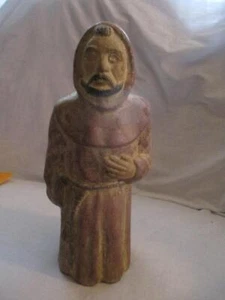 Catholic Religious 13-1/2" Terra Cotta Statue Figurine Depicting A Robed Monk - Picture 1 of 10
