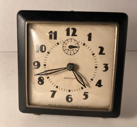 Vtg  Westclox Spur Style  alarm clock w rare white dial  working Cover