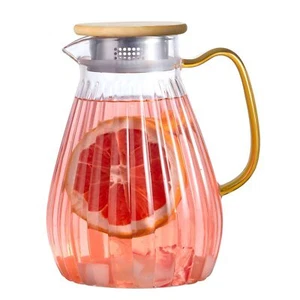 60oz Glass Water Pitcher with Handle and Lid Carafe Lemonade Iced Tea Coffee - Picture 1 of 7