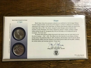 2001 RHODE ISLAND P & D OFFICIAL US MINT STATEHOOD QUARTERS Q22 FRIST RELEASE - Picture 1 of 1
