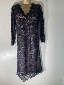 Womens H&M Mama Eu Medium Nude Black Lace Overlay Maternity Occasion Dress - Picture 1 of 6