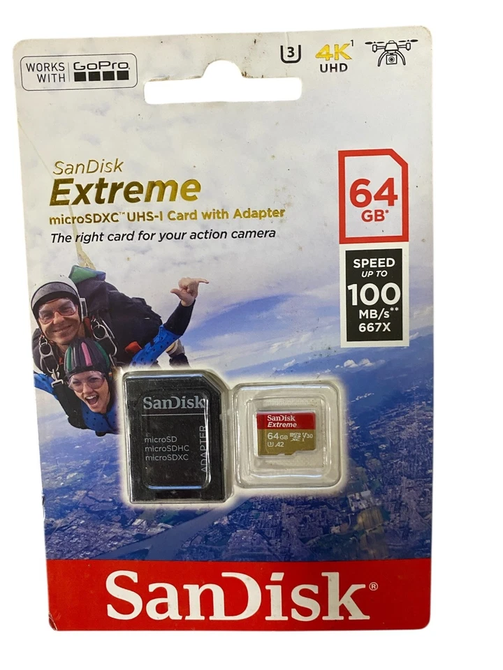 SanDisk Extreme 64GB MicroSDXC UHS-I mit Adapter Neu (964) - Bild 1 von 1