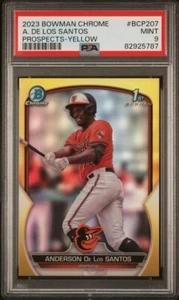 2023 Bowman Chrome #BCP-207 Anderson De Los Santos Yellow RC Refractor /75 PSA 9 - Picture 1 of 2