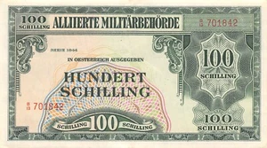 Austria 100/- 1944 Series B/13 WW II Issue Circulated Banknote Red - Picture 1 of 2