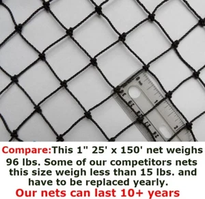 Poultry Net 25' x 150' 1" Mesh Heavy Knotted Aviary Anti Bird Lasts 7-10 Years - Picture 1 of 15