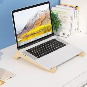Wood Laptop Stand Desk Holder Detachable for MacBook Pro Air Dell 15-17 Inch - Picture 1 of 7
