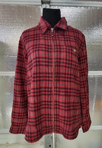 Woolrich Womens - Small - Shirt - Jacket - Red Plaid - Full Zipper -Wool Acrylic - Picture 1 of 10