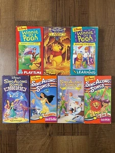 Posten 7 Vintage Disney VHS Kassetten Lieder mitsingen & Winnie Puuh gemischtes Set - Bild 1 von 20