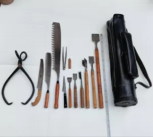 Chisel Nomi saw Ice Carving Japanese working Tool set Bulk with Case Japan - Picture 1 of 10