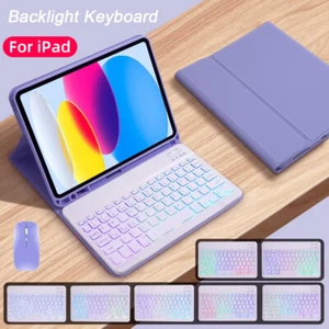 For iPad 7/8/9/10th Gen Air 3 4 5 6th Pro 11'' Backlit Keyboard Mouse Case Cover - Picture 1 of 39